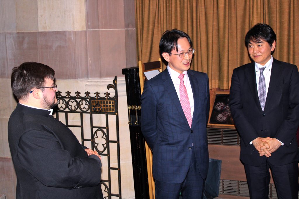 Minister Okazaki, Mr Kato with Fr Rossiter-Peters