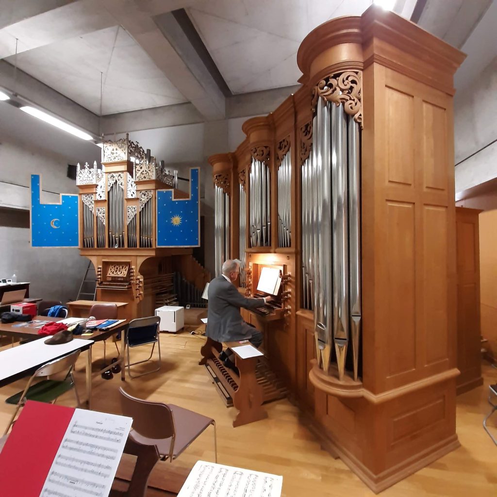 J Gregory registering the organ for the lecture